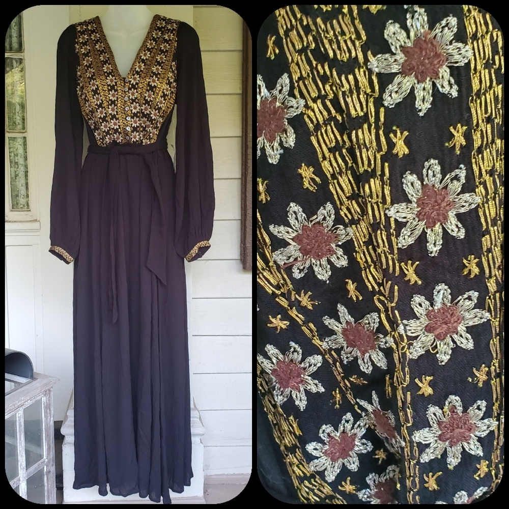 Free People Hearts desire Embroidered Goddess maxi Midi dress Festival